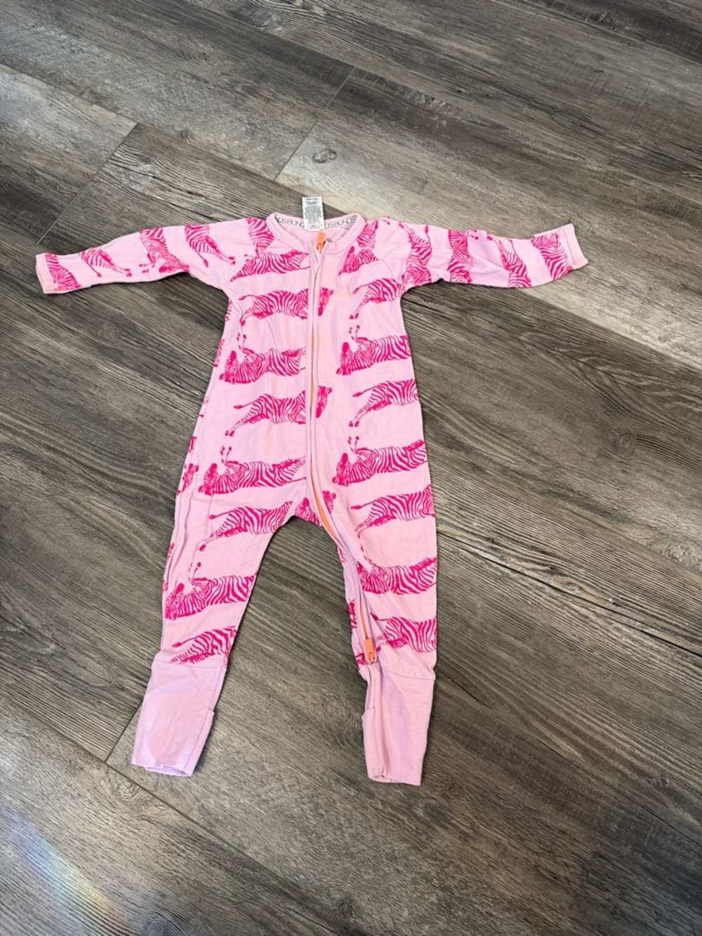 Bonds Pink Zebra-Print Kids One-Piece Zipper Pajamas